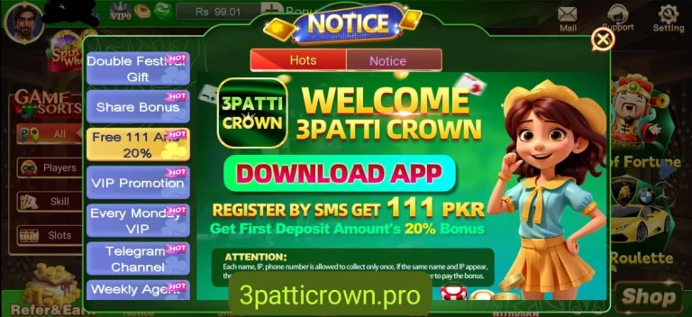 3 Patti Crown Game 2025 111 Number Bind Bonus